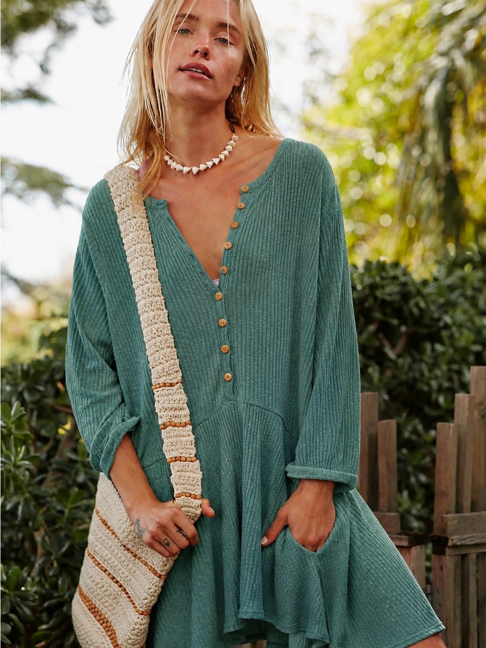 Free People Beach Blossom Button-Up T-Shirt Dress M NWT